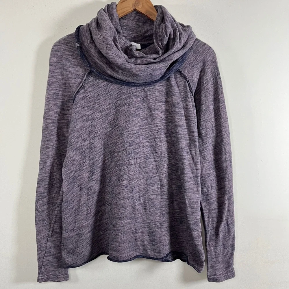 Free‎ People Beach Cocoon Cowl Neck Pullover Sweater Heathered Purple Cotton Sm